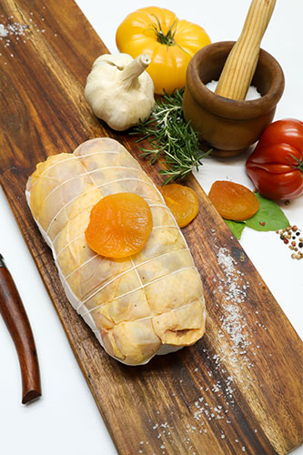 Roti de poulet abricot ferme du cabier